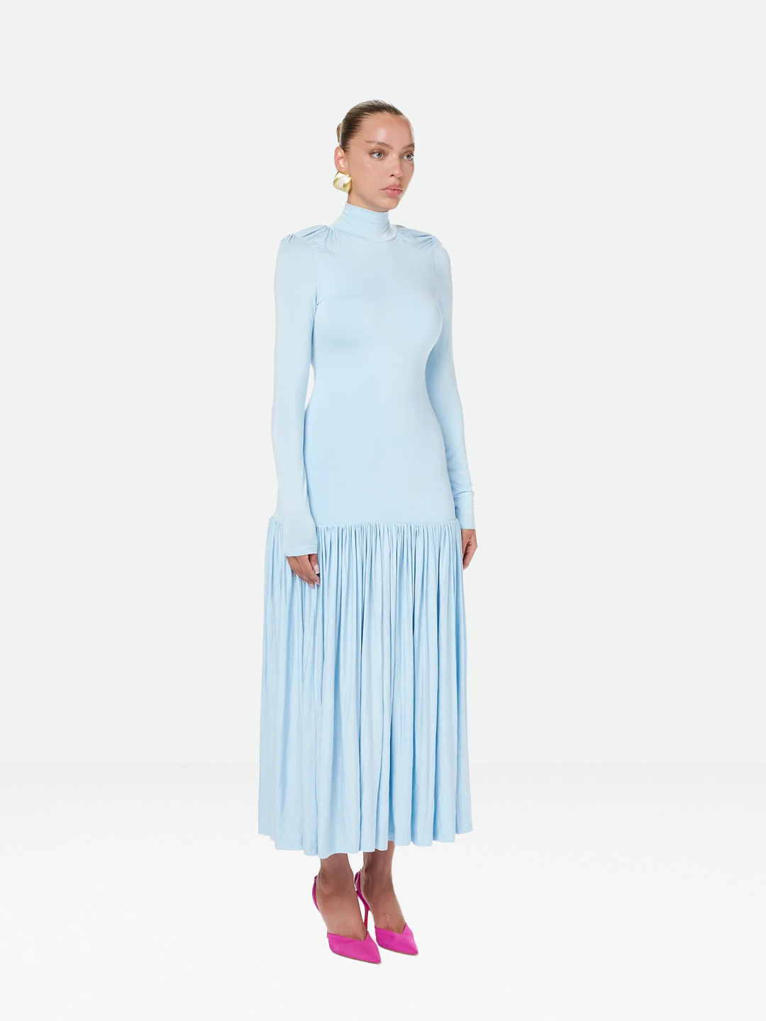 Long Sleeve Baby Blue Dress