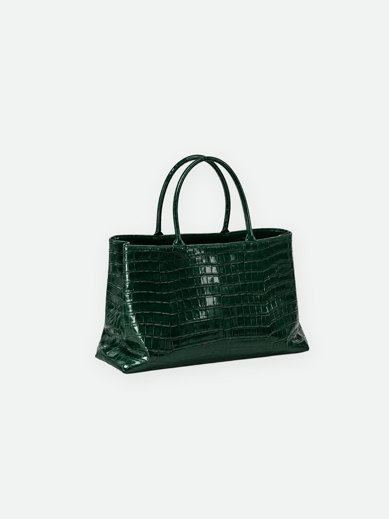 Green Croc Medium Leather Bag