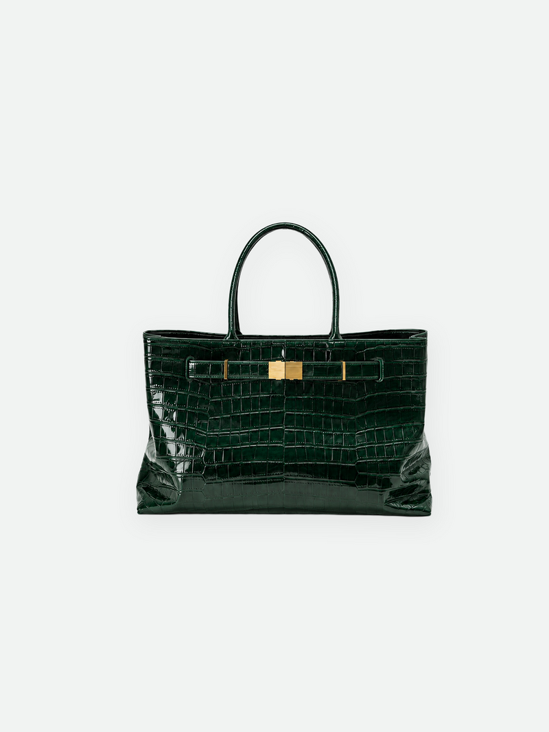 Green Croc Medium Leather Bag