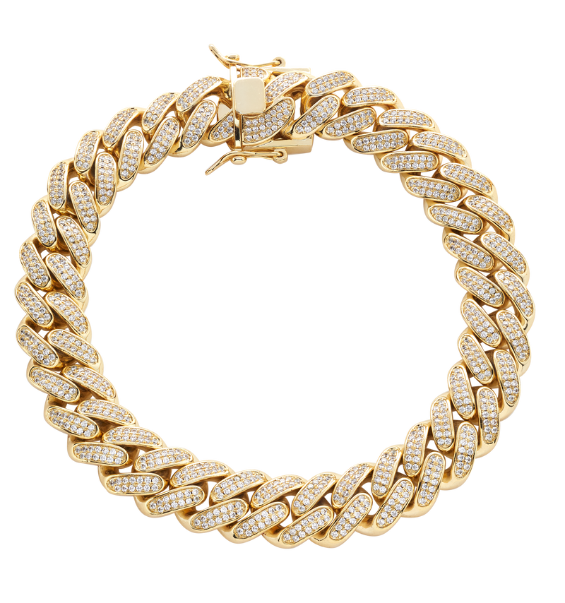 LARGE CRYSTAL CUBAN LINK CHOKER | GOLD