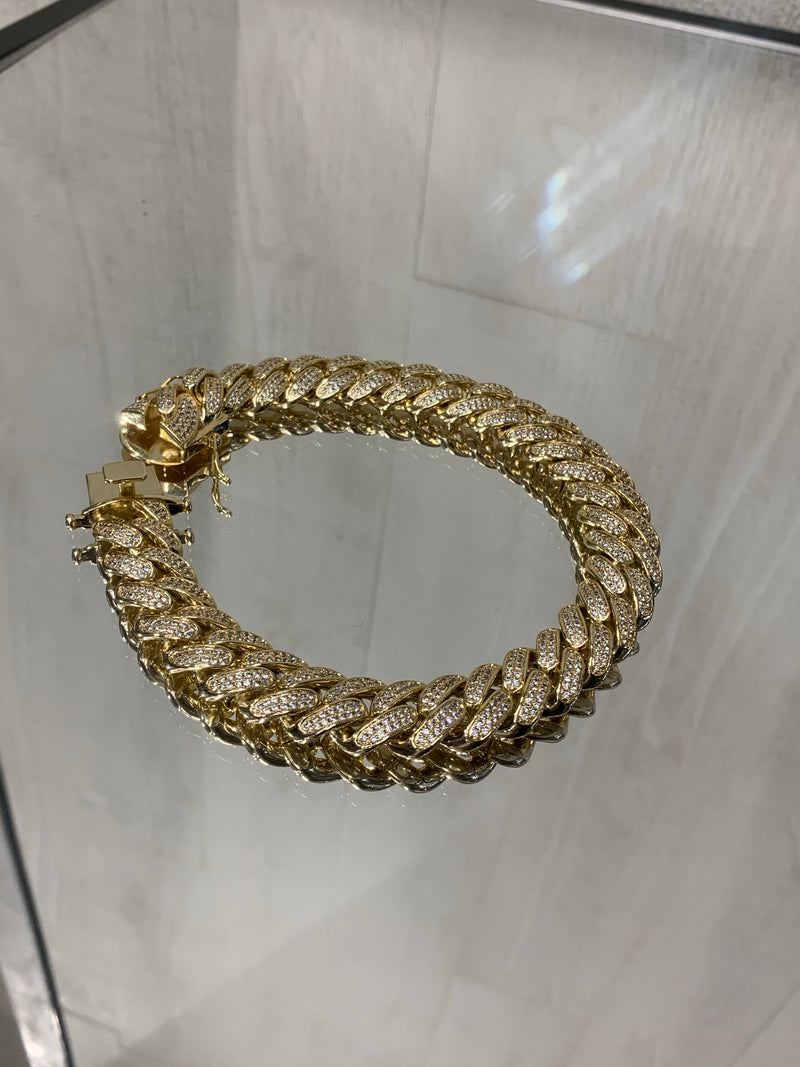 LARGE CRYSTAL CUBAN LINK CHOKER | GOLD